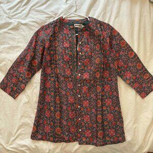 Stunning Silk Cotton Blend Kurta Blouse Printed Top FabIndia Anthropologie